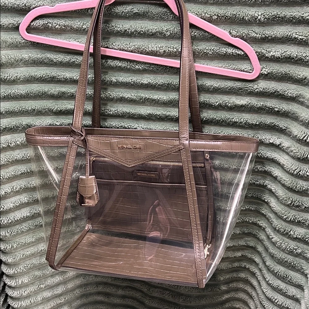 Michael Kors Brown and Transparent Tote - Picture 1 of 7